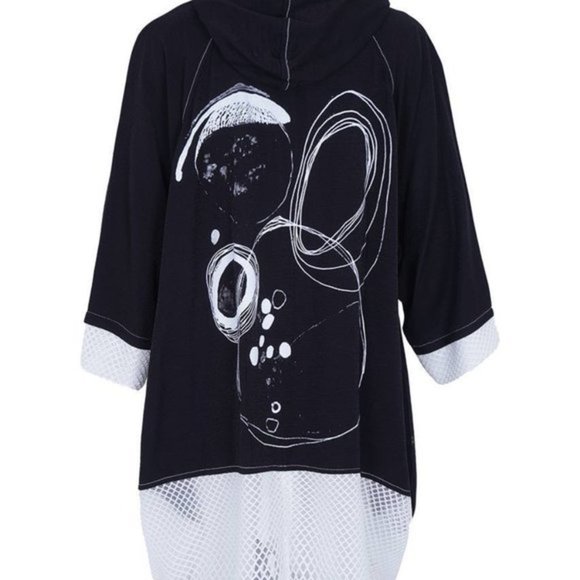Designer black jacket summer spring and fall oversized hooded front zipper - Picture 3 of 6